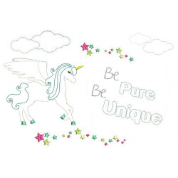 Kleine Stickserie Einhorn - Be pure Be unique